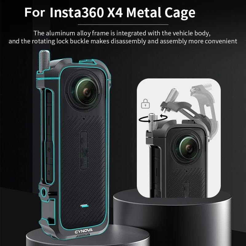 Metal Rabbit Cage & Lens Cover Set for Insta360 X4 - Black 3