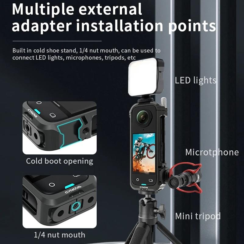 Metal Rabbit Cage & Lens Cover Set for Insta360 X4 - Black 7
