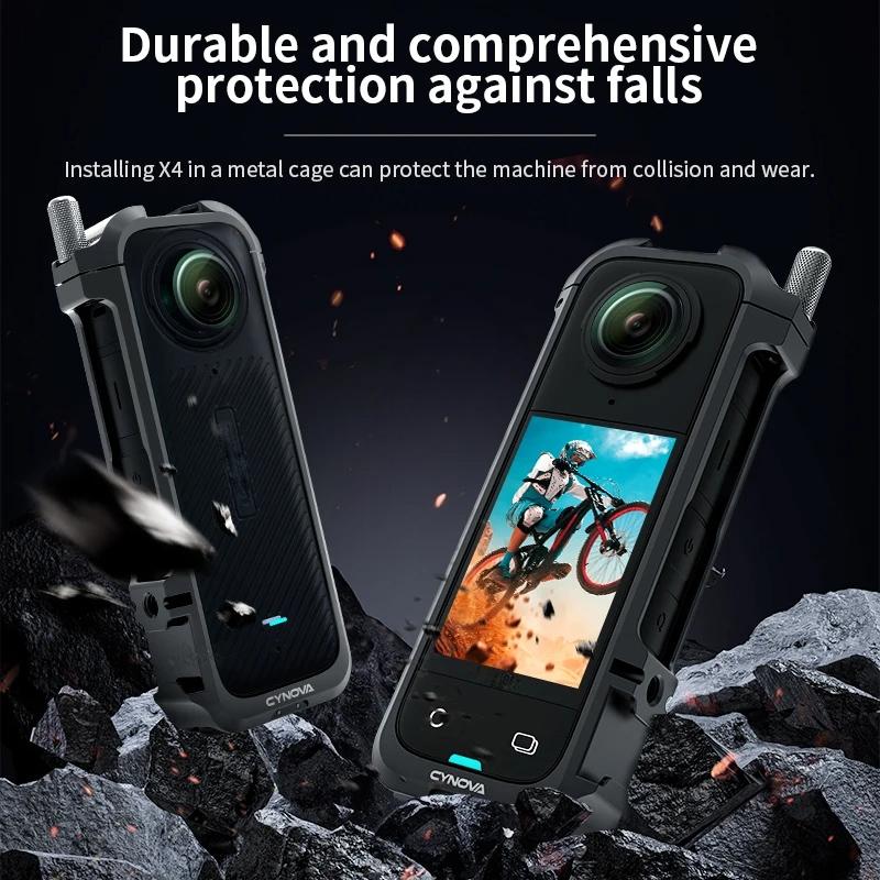 Metal Rabbit Cage & Lens Cover Set for Insta360 X4 - Black 8