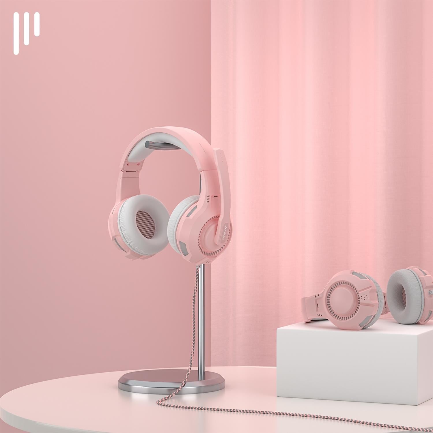3.5Mm Wired Gaming Headset With Mic Pink 3