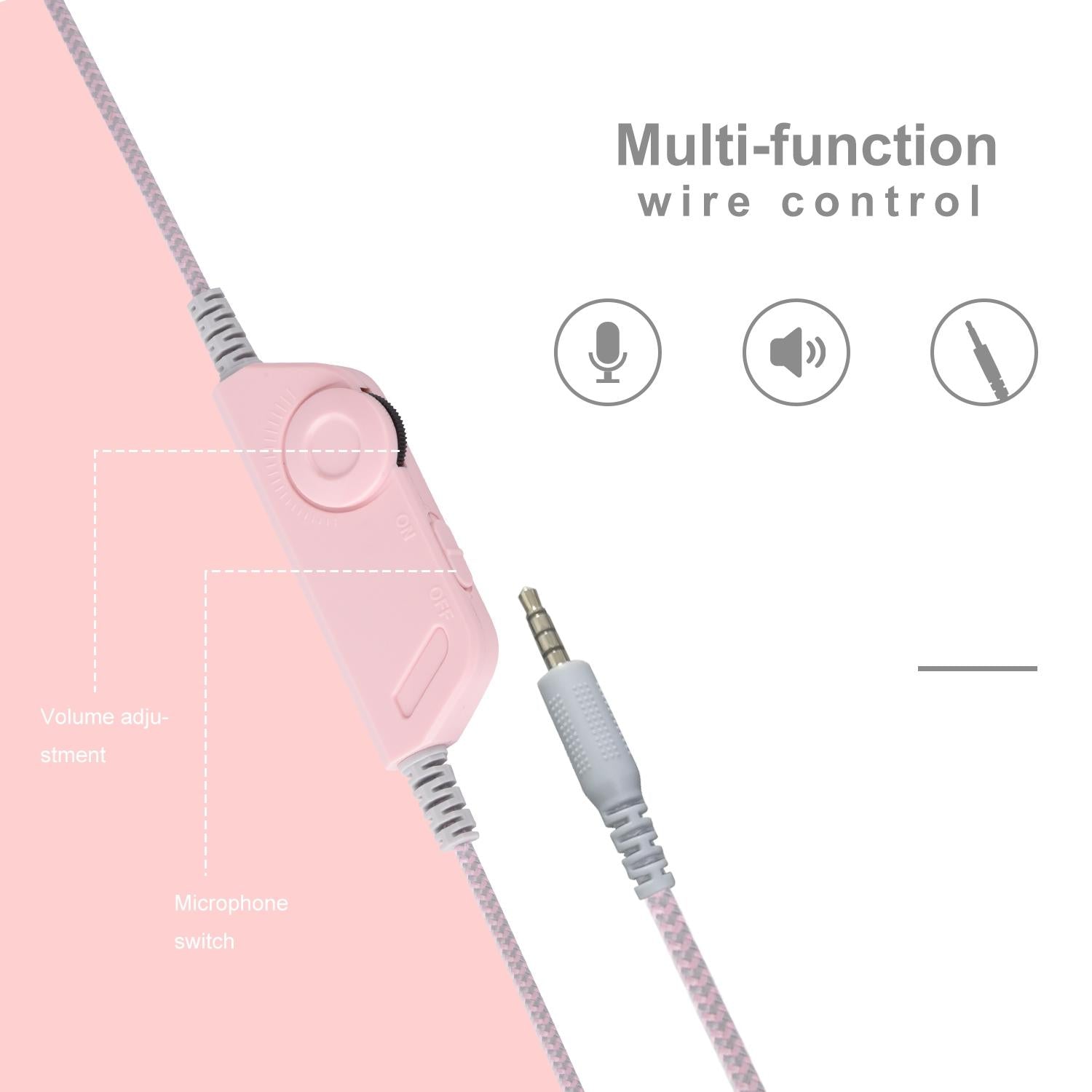3.5Mm Wired Gaming Headset With Mic Pink 5