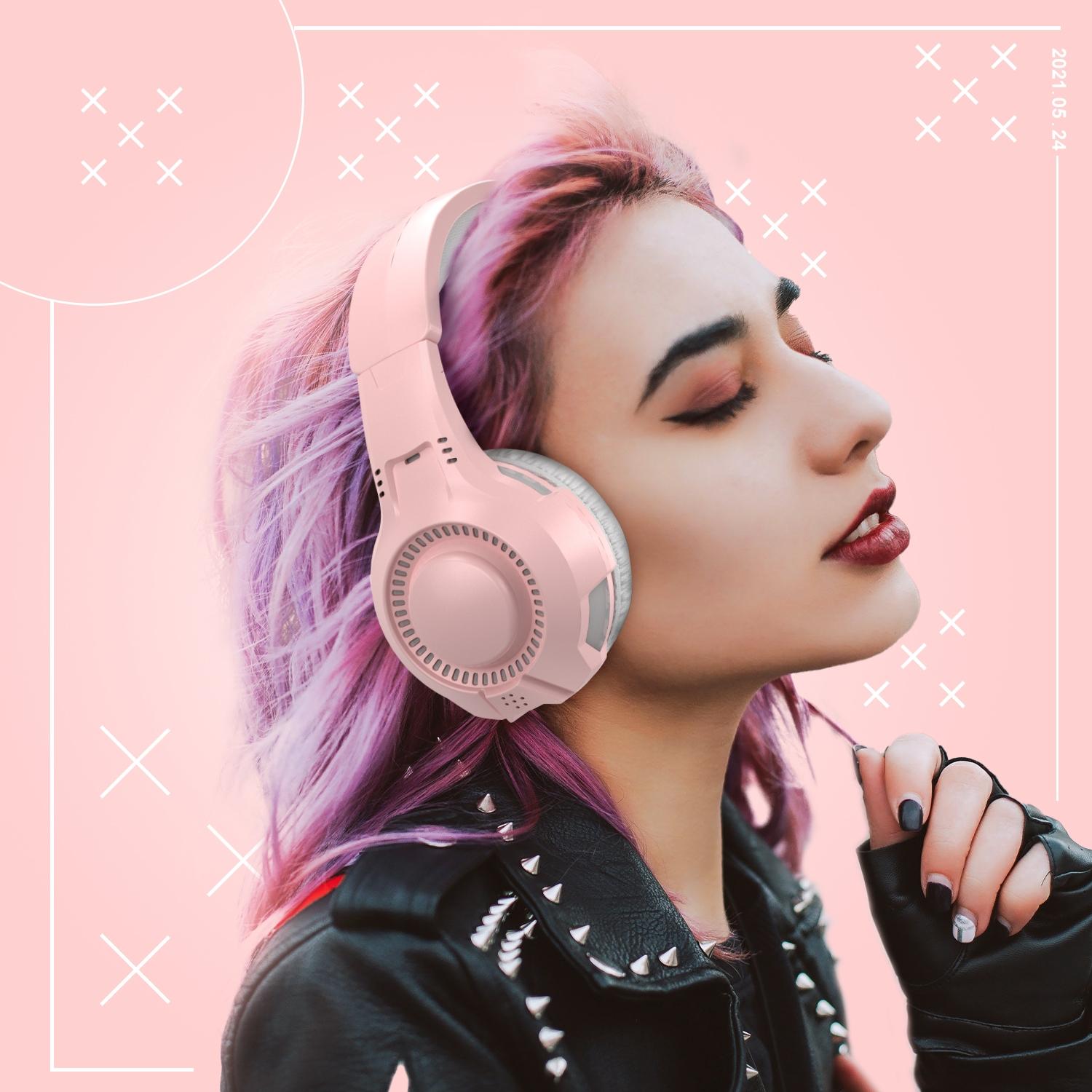 3.5Mm Wired Gaming Headset With Mic Pink 8