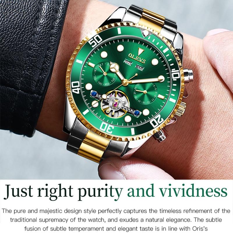 Waterproof Mechanical Watch for Men - Multifunctional - Green 11