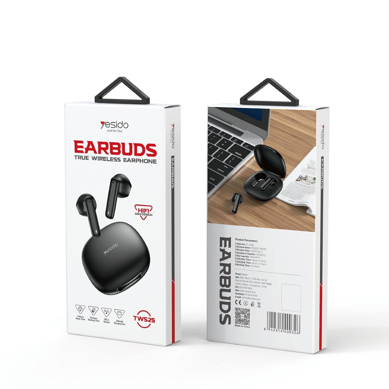 Black Wireless Bluetooth Earphones - Tws25 9