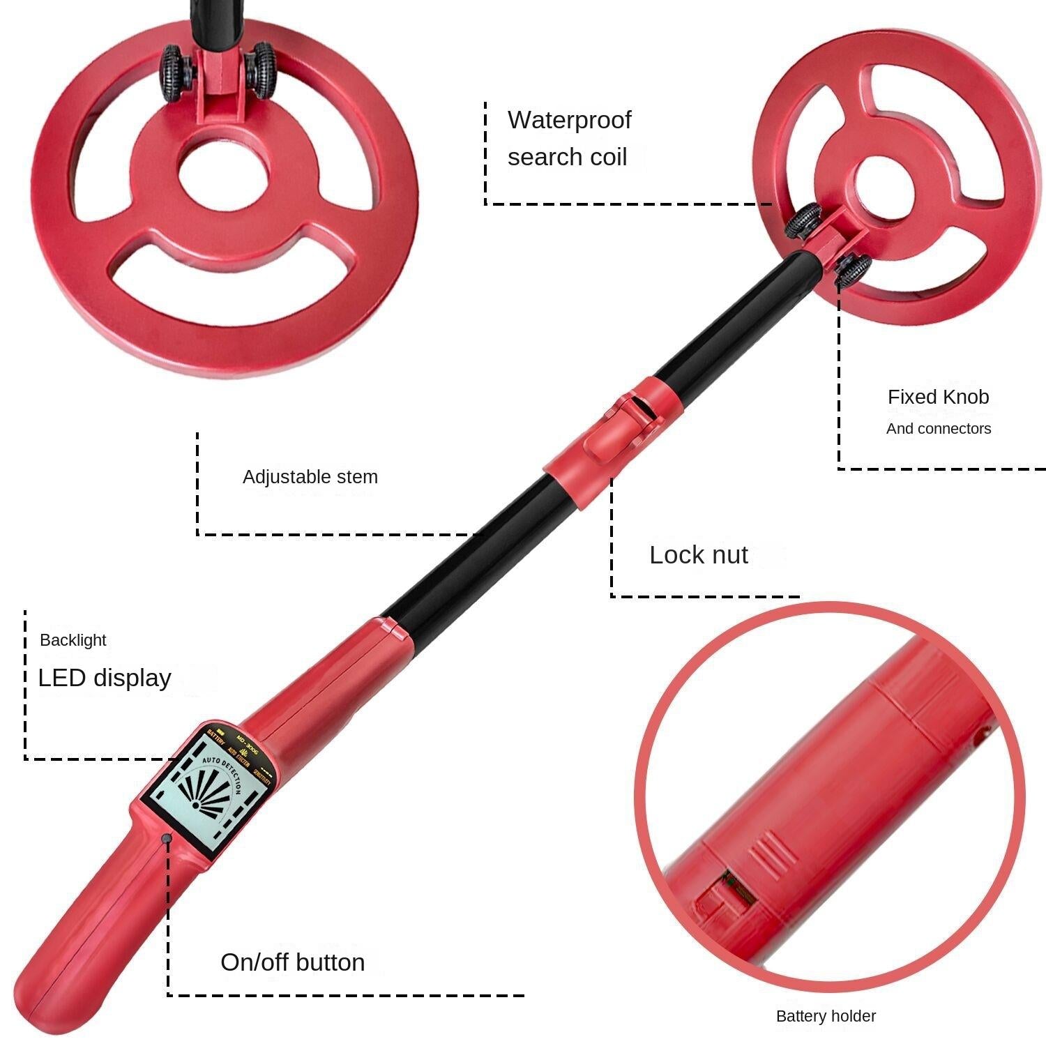 Outdoor Treasure Hunter Metal Detector for Kids - Science Toy - Red 7