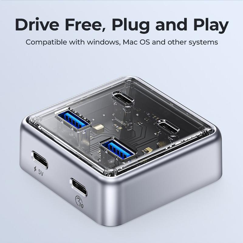 4-Port Usb 3.0 Hub Converter Compact Silver 6