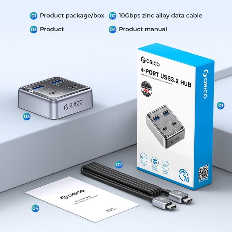 4-Port Usb 3.0 Hub Converter Compact Silver 7