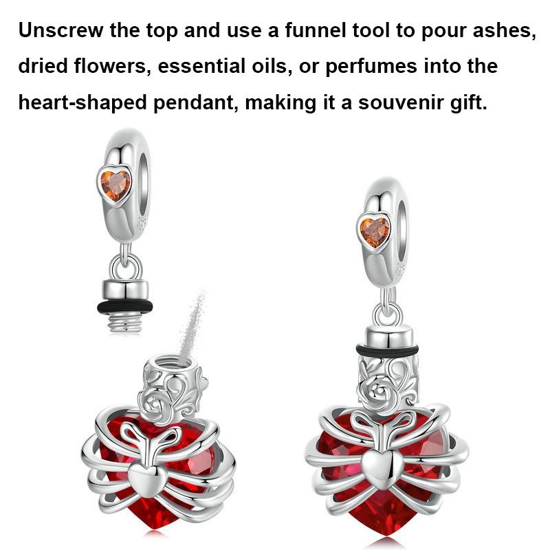 925 Sterling Silver Heart Pendant With Beaded Detail - Blue 4