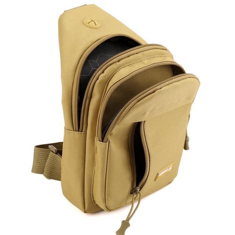 Messenger Chest Bag Durable Oxford Cloth Shoulder Bag For Outdoor Activities - Khaki 4