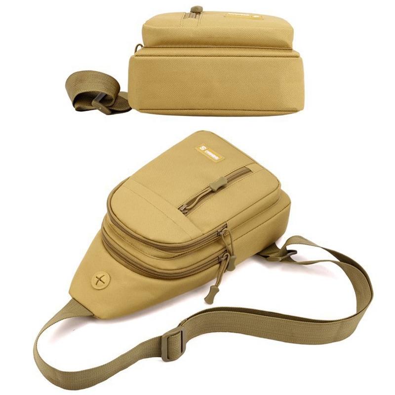Messenger Chest Bag Durable Oxford Cloth Shoulder Bag For Outdoor Activities - Khaki 6