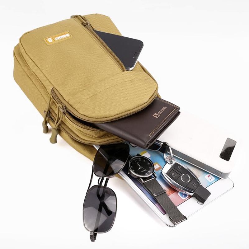 Messenger Chest Bag Durable Oxford Cloth Shoulder Bag For Outdoor Activities - Khaki 9
