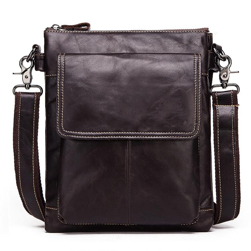 Retro Leather Crossbody Backpack For Men - Dark Brown