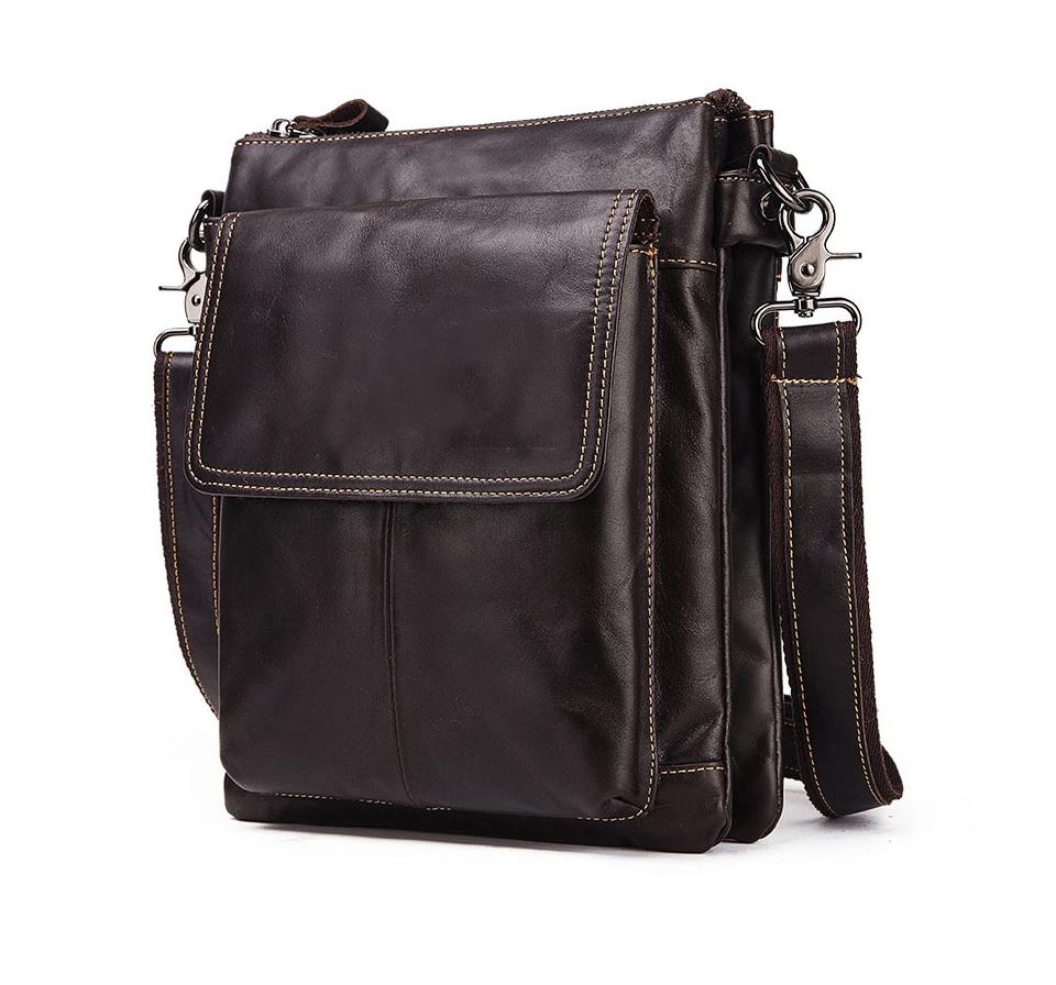 Retro Leather Crossbody Backpack For Men - Dark Brown 3