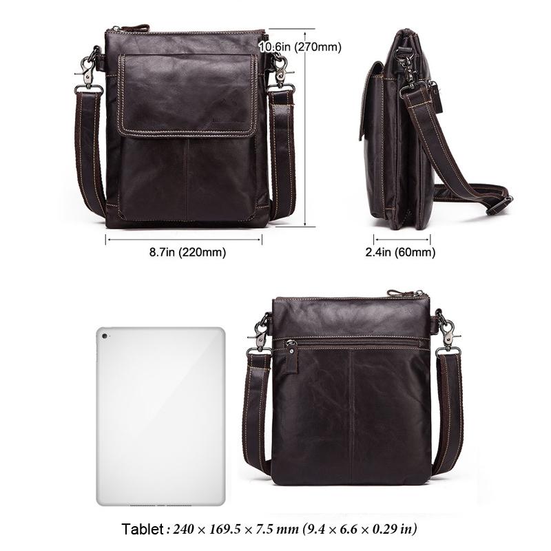 Retro Leather Crossbody Backpack For Men - Dark Brown 5