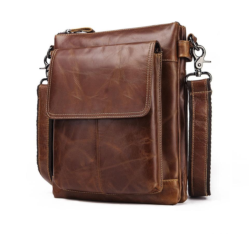 Retro Leather Crossbody Backpack For Men - Dark Brown 11