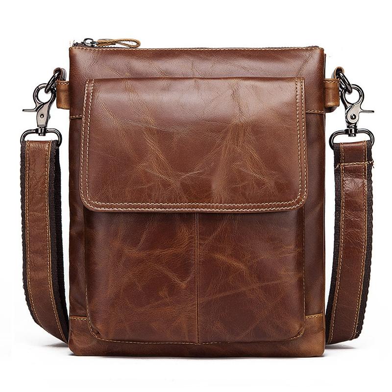 Retro Leather Crossbody Backpack For Men - Dark Brown 13