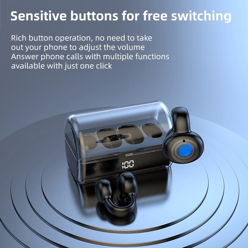 Wireless Earphones with Digital Display and Charging Case - Black 3