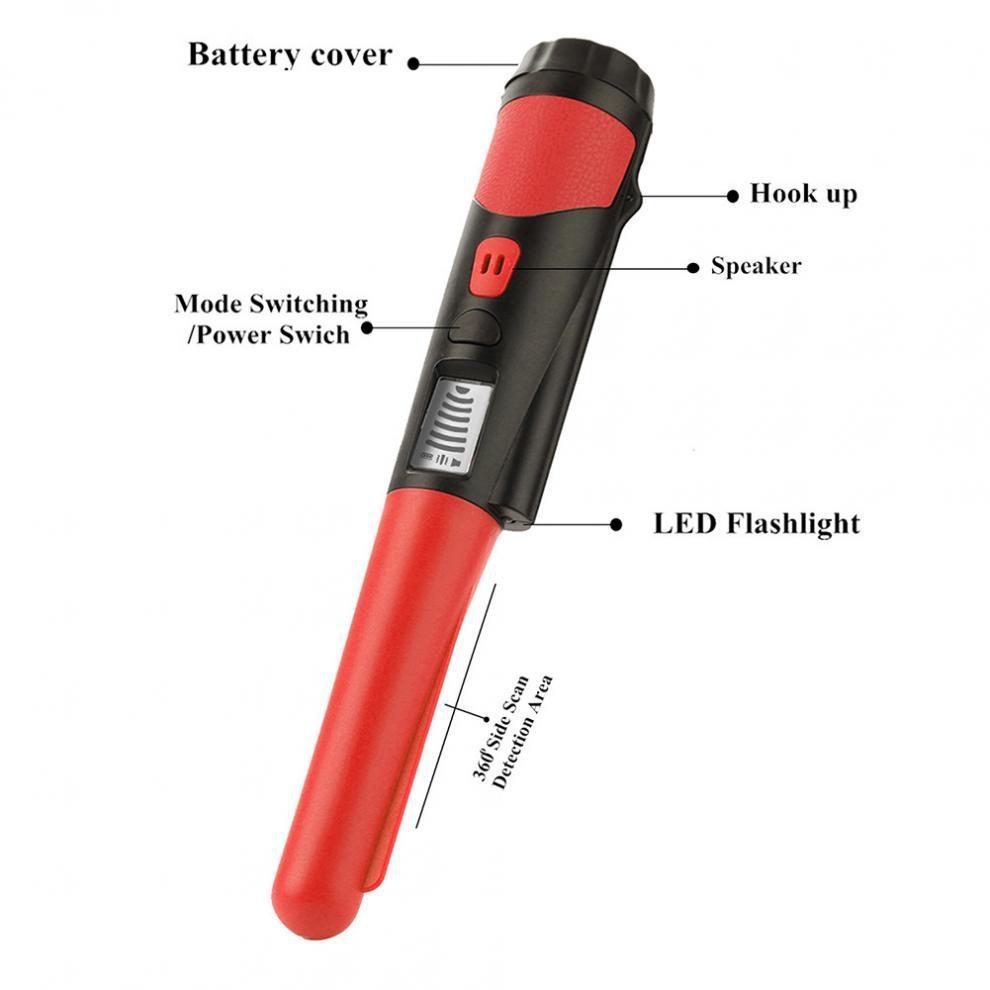 Lcd Display Gold Treasure Hunter with Flashlight - Handheld Metal Detector Black - Red 6