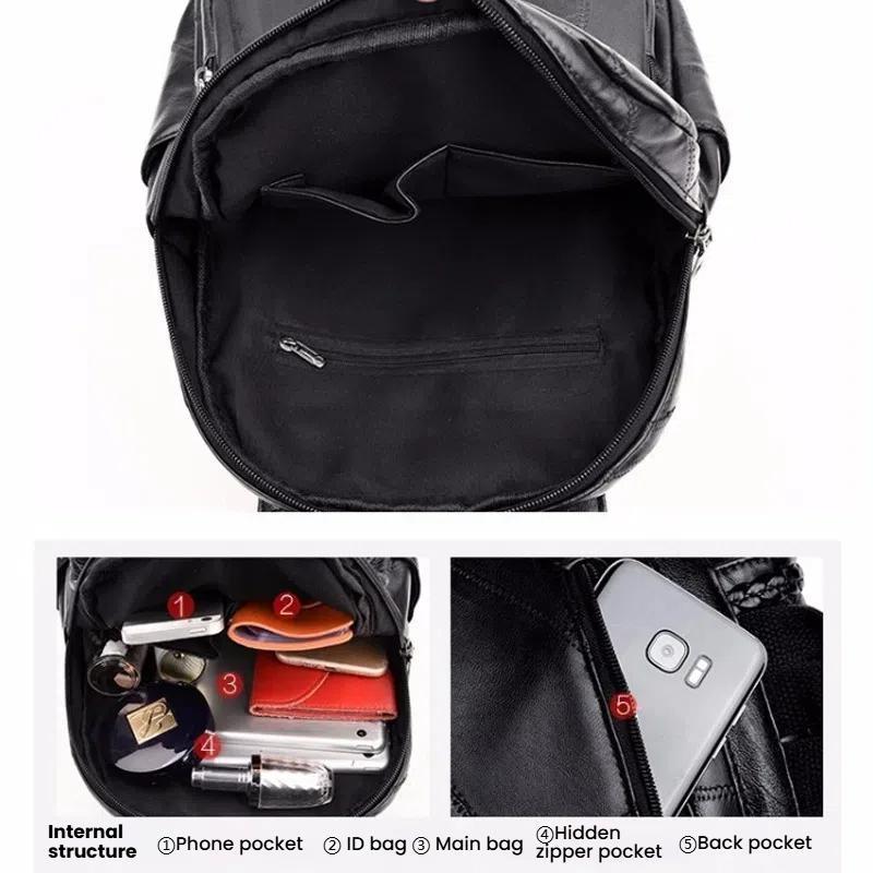 Simple Black Pu Leather Shoulder Bag For Women 7