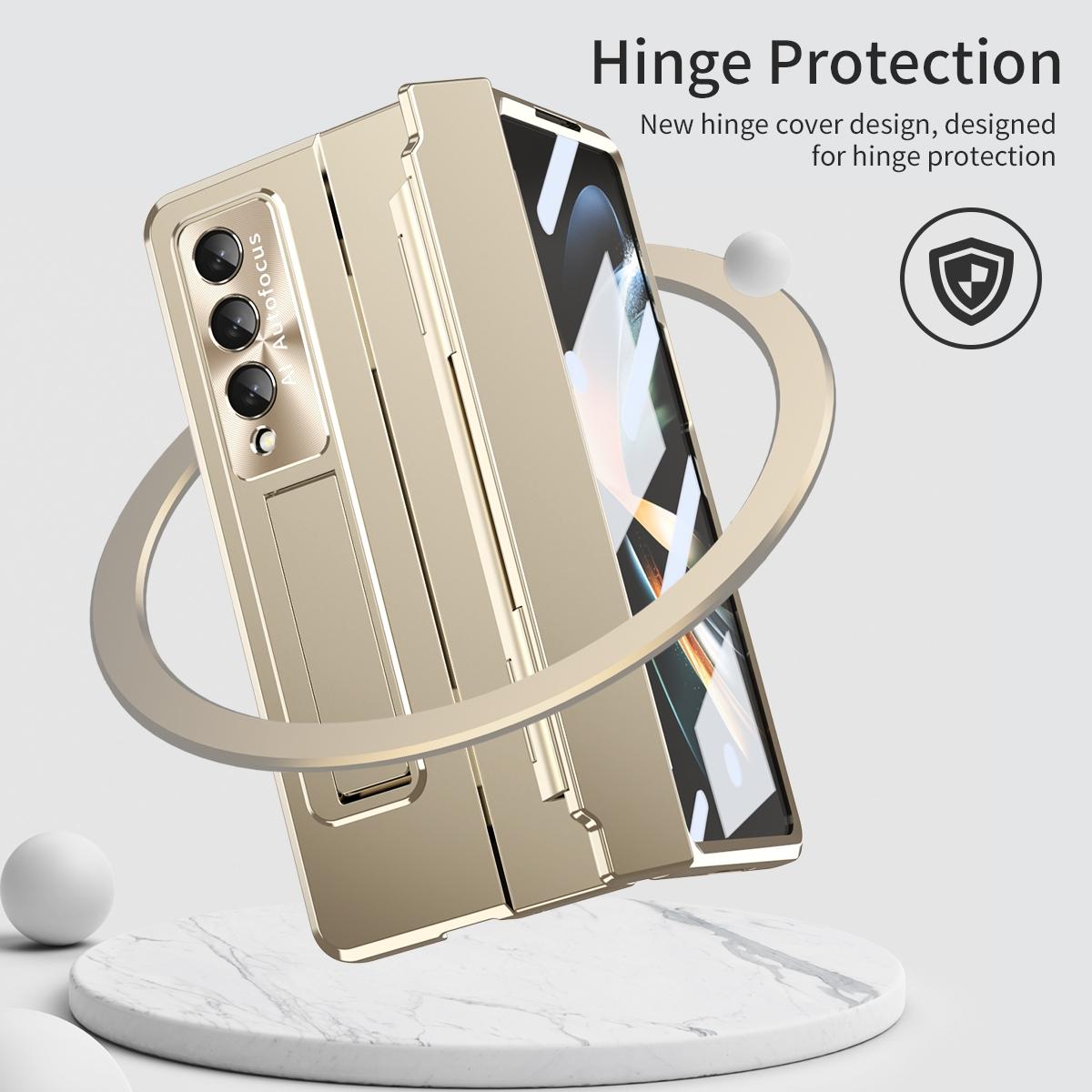 For Samsung Galaxy Z Fold4 5G Folding Case With Integrated Hinge - Rose Gold 3