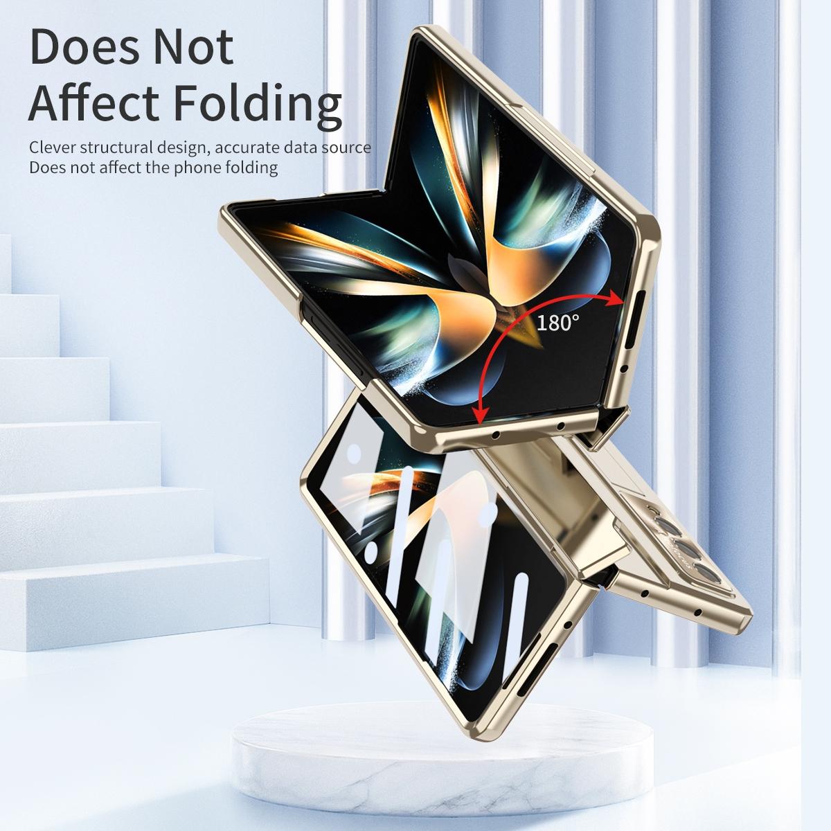 For Samsung Galaxy Z Fold4 5G Folding Case With Integrated Hinge - Rose Gold 5