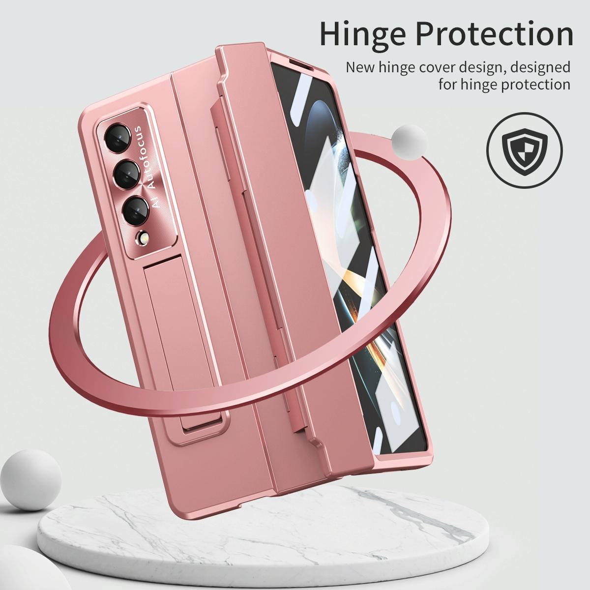 For Samsung Galaxy Z Fold4 5G Folding Case With Integrated Hinge - Rose Gold 9