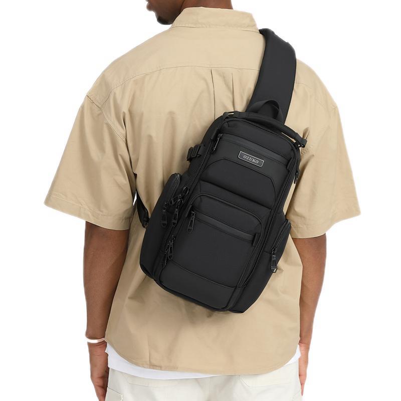 Lightweight Men Waterproof Crossbody Chest Bag Travel Companion - Black 4