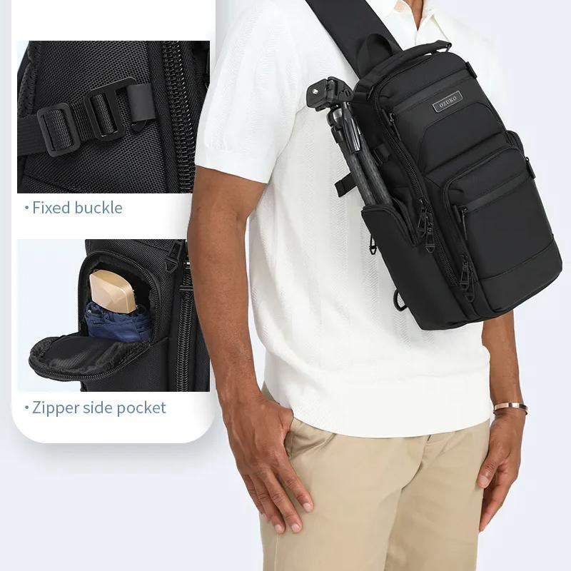 Lightweight Men Waterproof Crossbody Chest Bag Travel Companion - Black 12