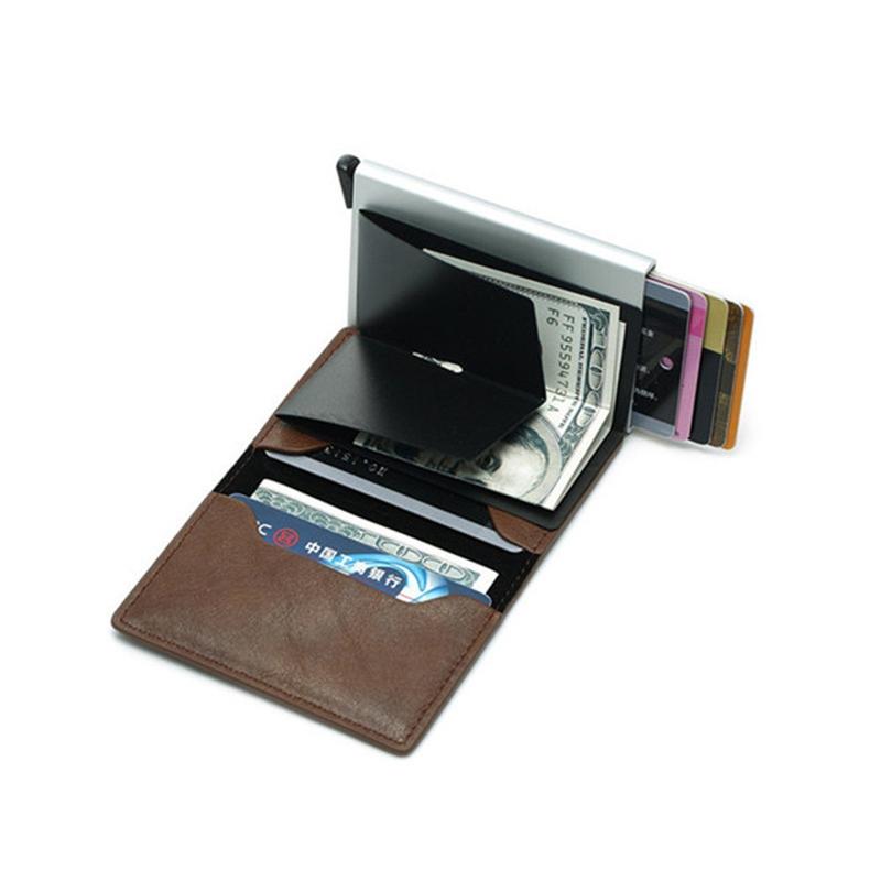 Anti Magnetic Rfid Leather Metal Wallet Universal Fit Black - Black 7