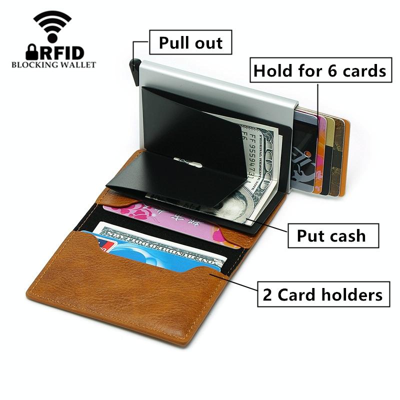 Anti Magnetic Rfid Leather Metal Wallet Universal Fit Black - Black 12
