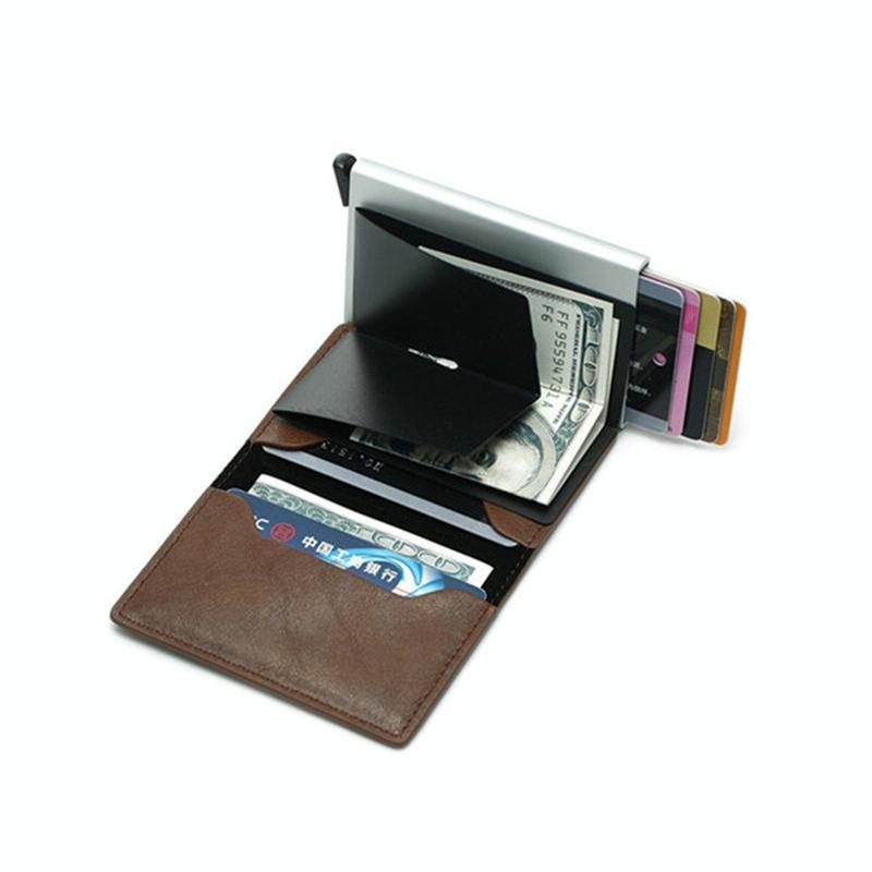 Anti Magnetic Rfid Leather Metal Wallet Universal Fit Black - Black 14