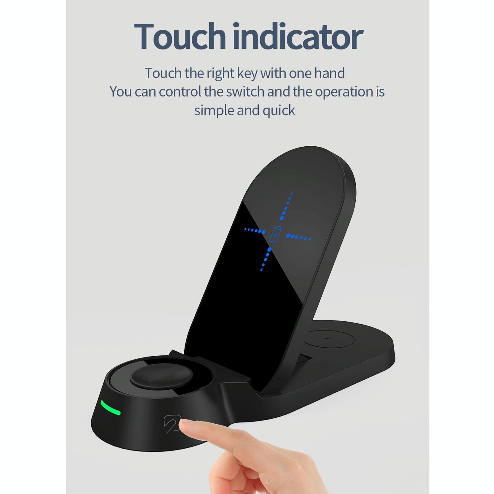 3 In 1 Foldable Wireless Charger For Smart Devices - Black 8