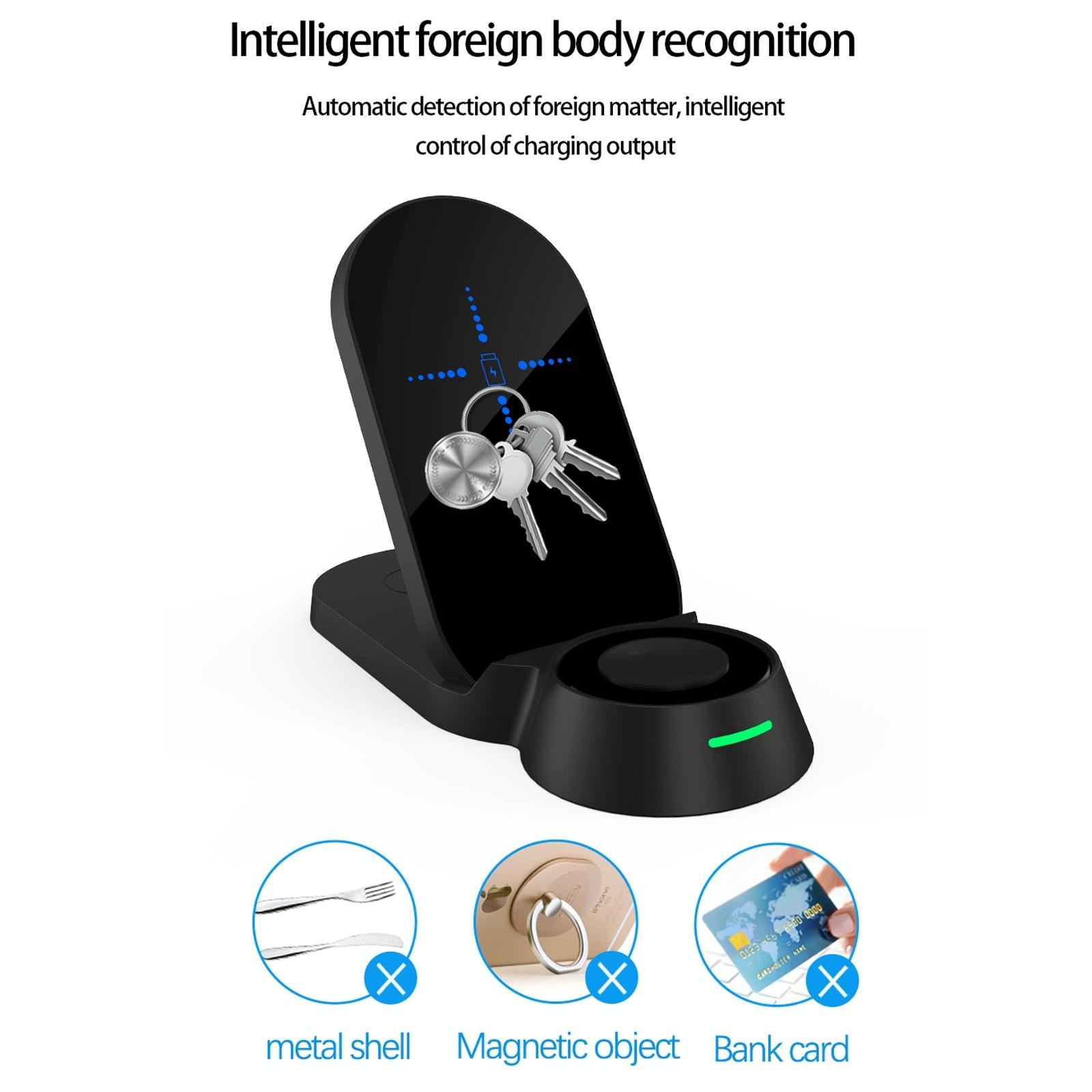 3 In 1 Foldable Wireless Charger For Smart Devices - Black 9