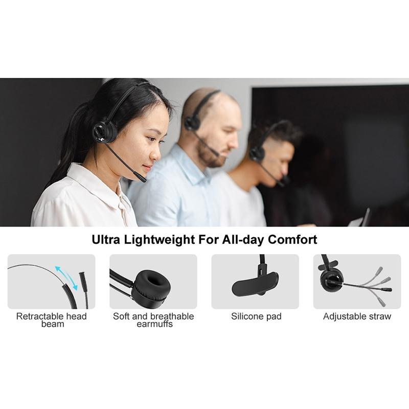 Wireless Noise-Cancelling Headset With Mic Black 7