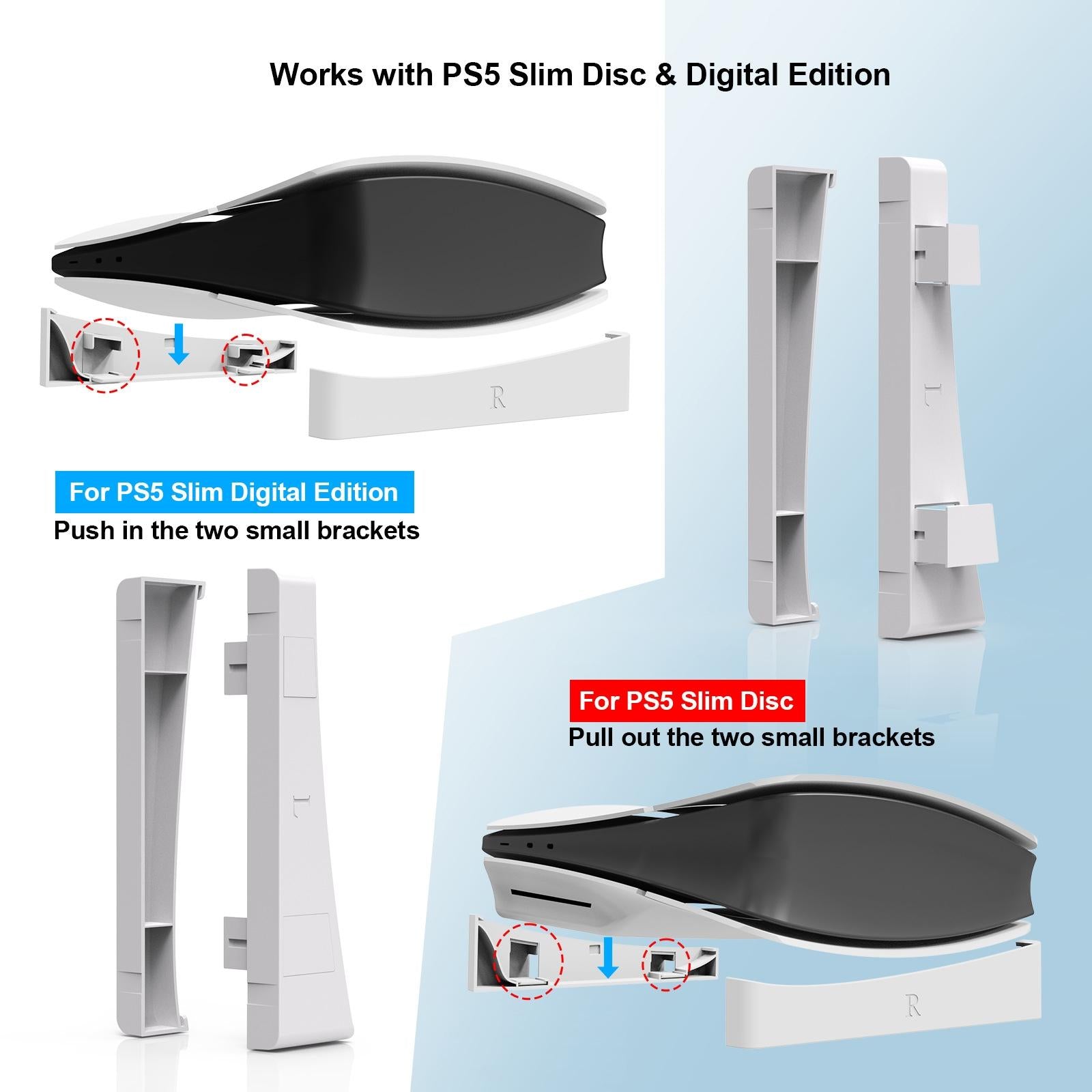 Universal Horizontal Stand For Ps5 Slim - Digital / Optical Drive Version - Black 11