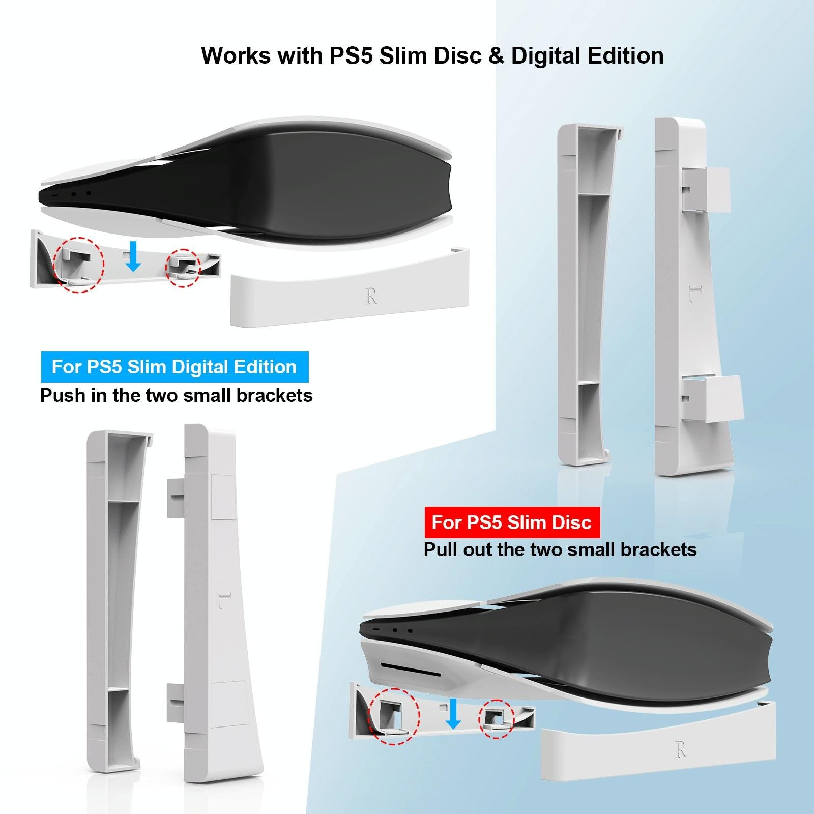 Universal Horizontal Stand For Ps5 Slim - Digital / Optical Drive Version - Black 14