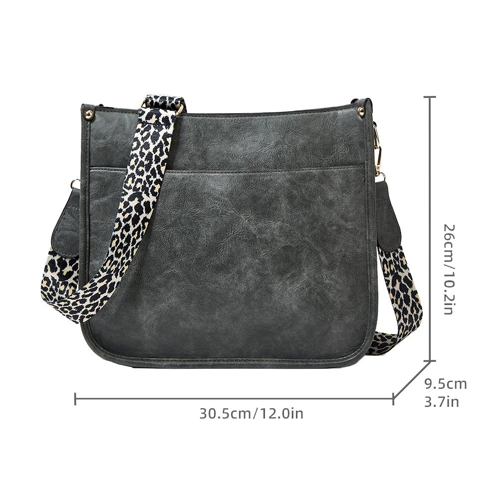 Leopard Print Waterproof Crossbody Tote Bag - Black 4
