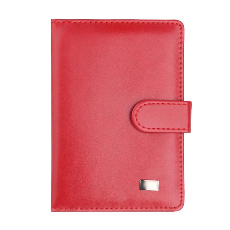 Passport & Card Holder With Buckle Clip Pu Protection - Red 9