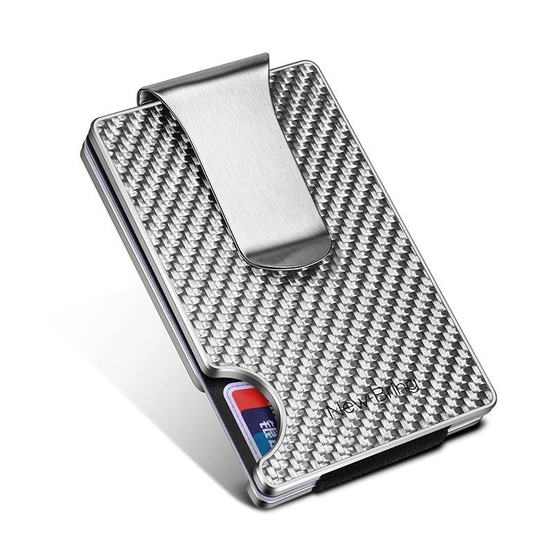 Ultra Thin Rfid Carbon Fiber Wallet For Men Anti Theft Card Holder - Silver 5