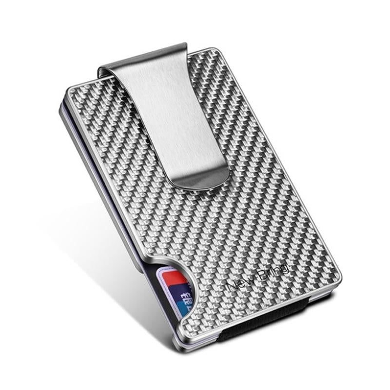 Ultra Thin Rfid Carbon Fiber Wallet For Men Anti Theft Card Holder - Silver 9