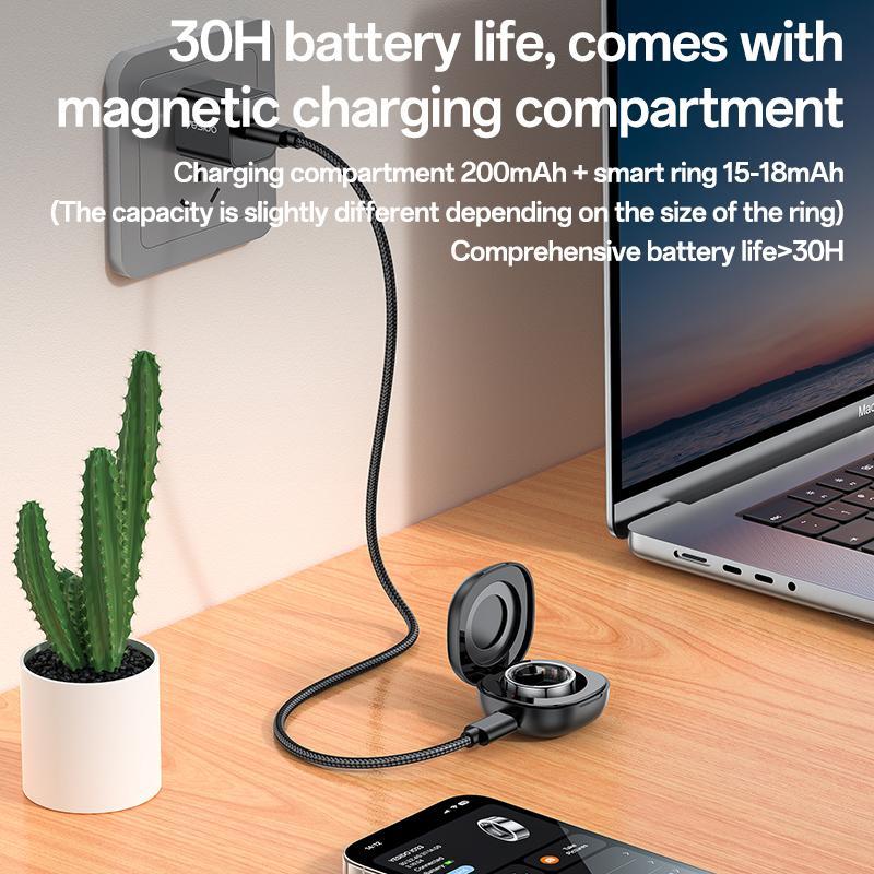 Smart Health Ring Temp Heart Rate Bp Reminder Black - 57Mm 10