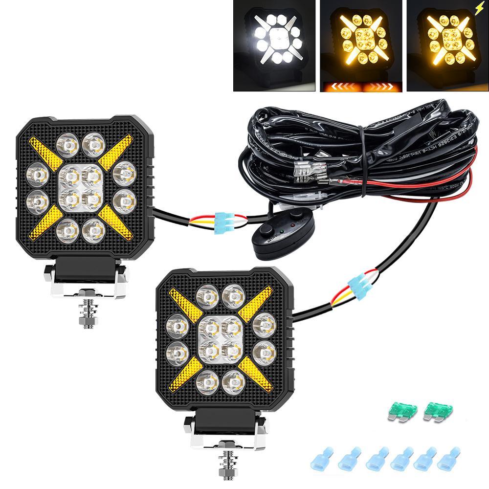 4 Inch Square Mixed Luminous X - Shaped Angel Eye Car Work Light 4
