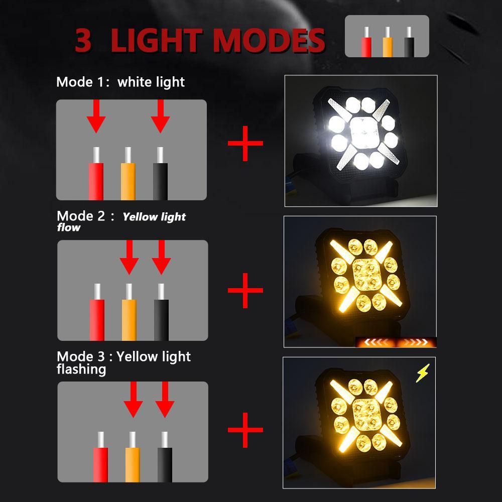 4 Inch Square Mixed Luminous X - Shaped Angel Eye Car Work Light 7