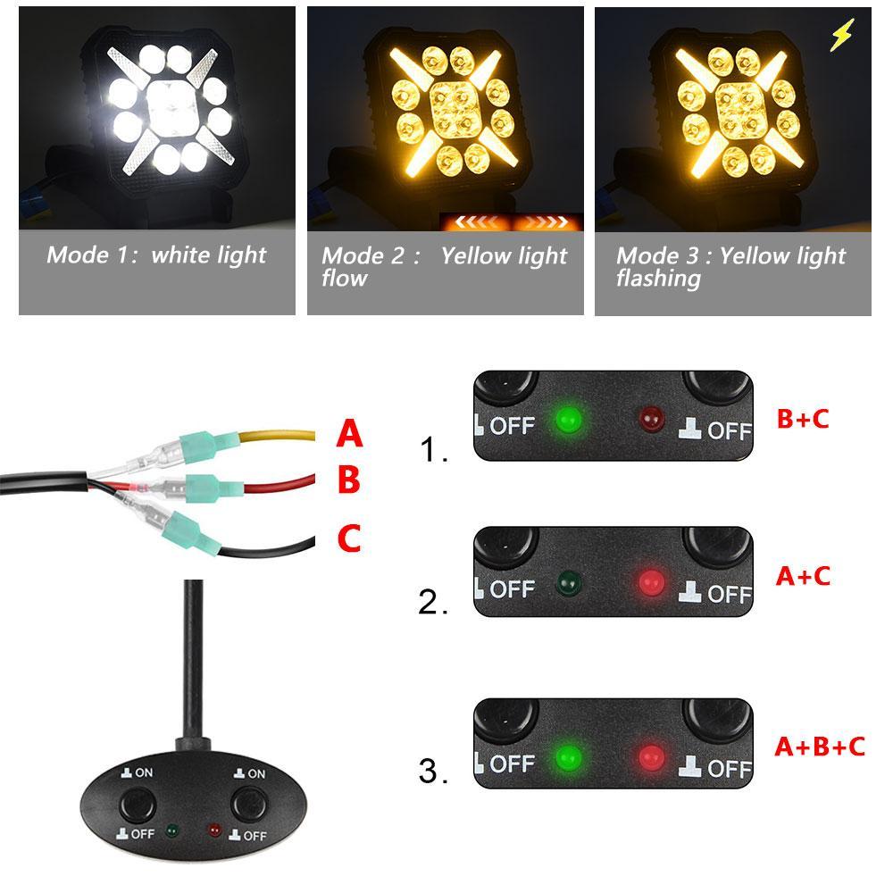 4 Inch Square Mixed Luminous X - Shaped Angel Eye Car Work Light 9