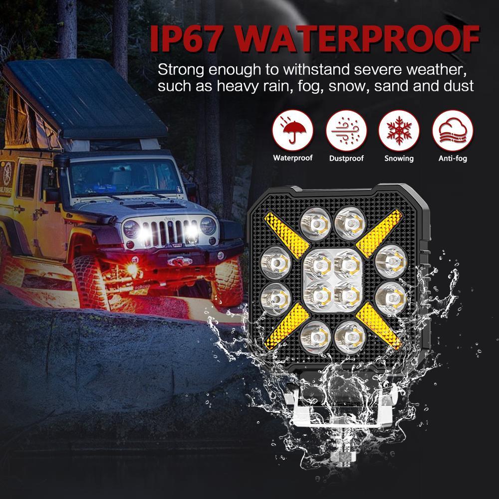 4 Inch Square Mixed Luminous X - Shaped Angel Eye Car Work Light 12