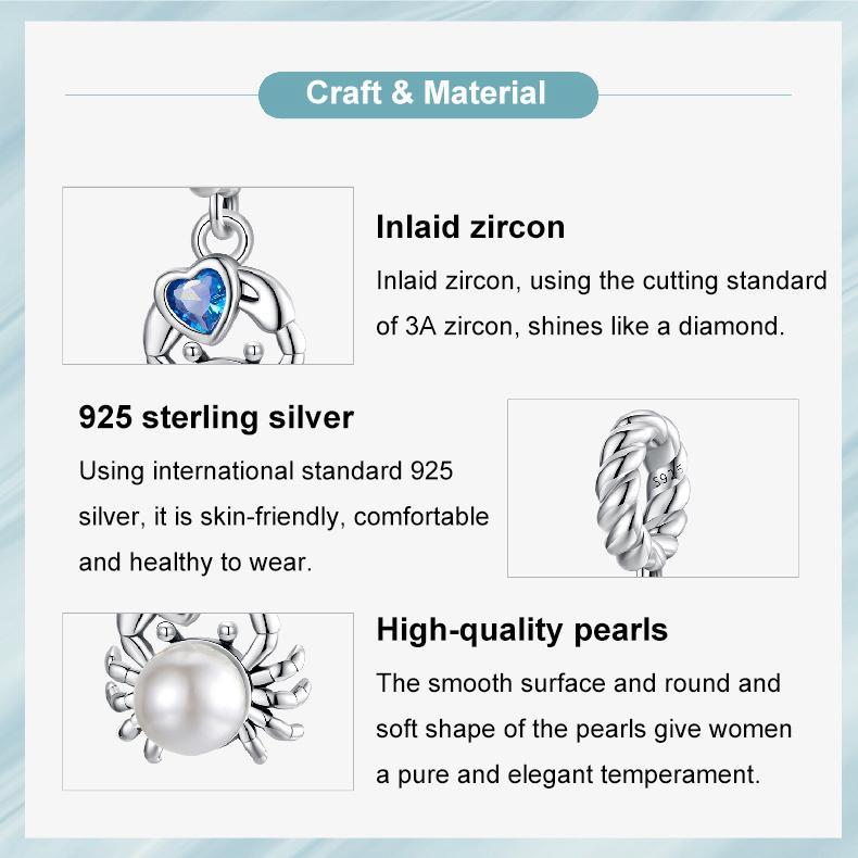 925 Sterling Silver Adorable Crab Pendant 4