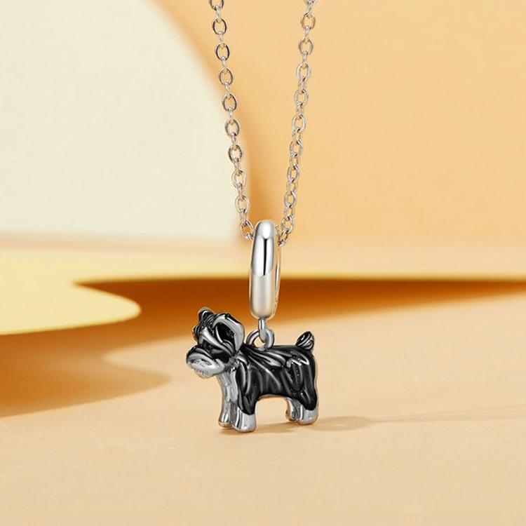925 Sterling Silver Schnauzer Bracelet With Gold Beads 3