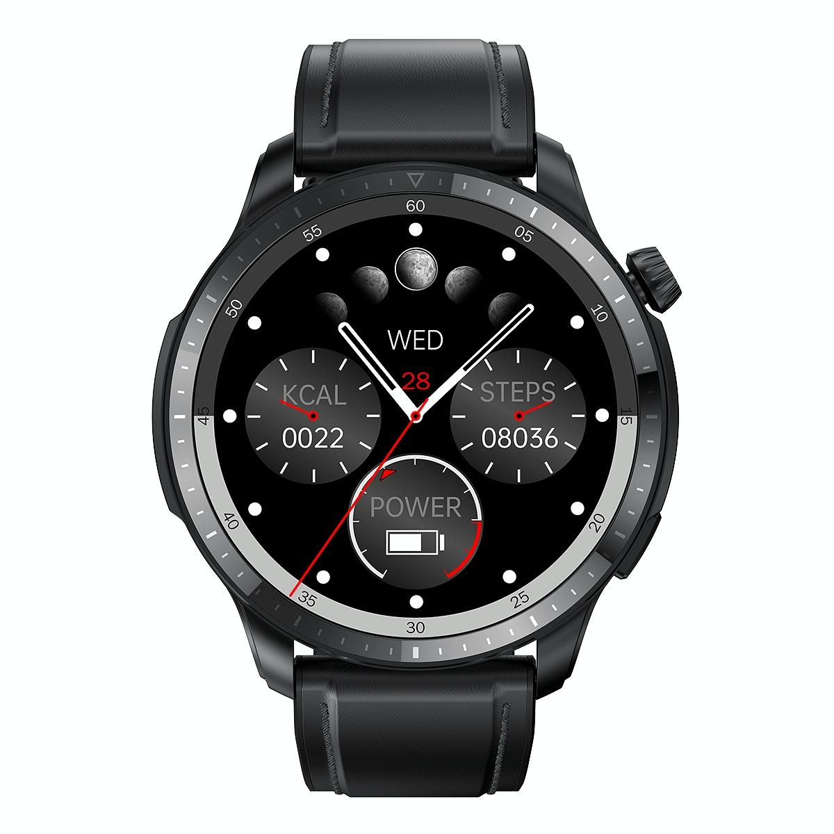 1.39 Inch Ip67 Waterproof Leather Band Smart Watch Supports Bluetooth Call / Blood Oxygen / Body Temperature Monitoring - Black 3
