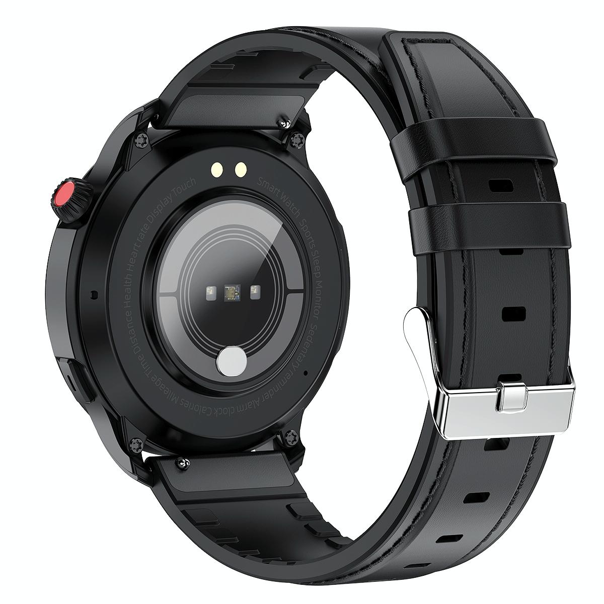 1.39 Inch Ip67 Waterproof Leather Band Smart Watch Supports Bluetooth Call / Blood Oxygen / Body Temperature Monitoring - Black 4