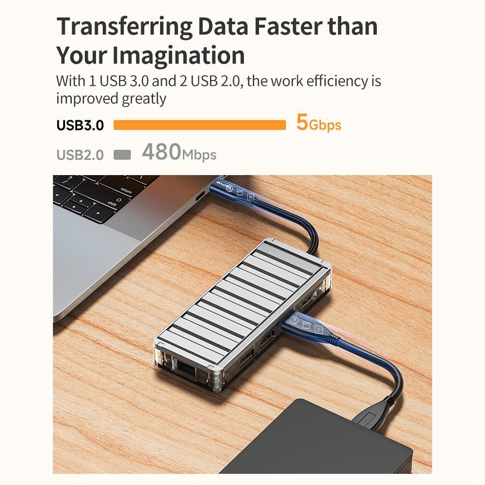 9-In-1 Multi-Function Type-C Hub Adapter Grey 6